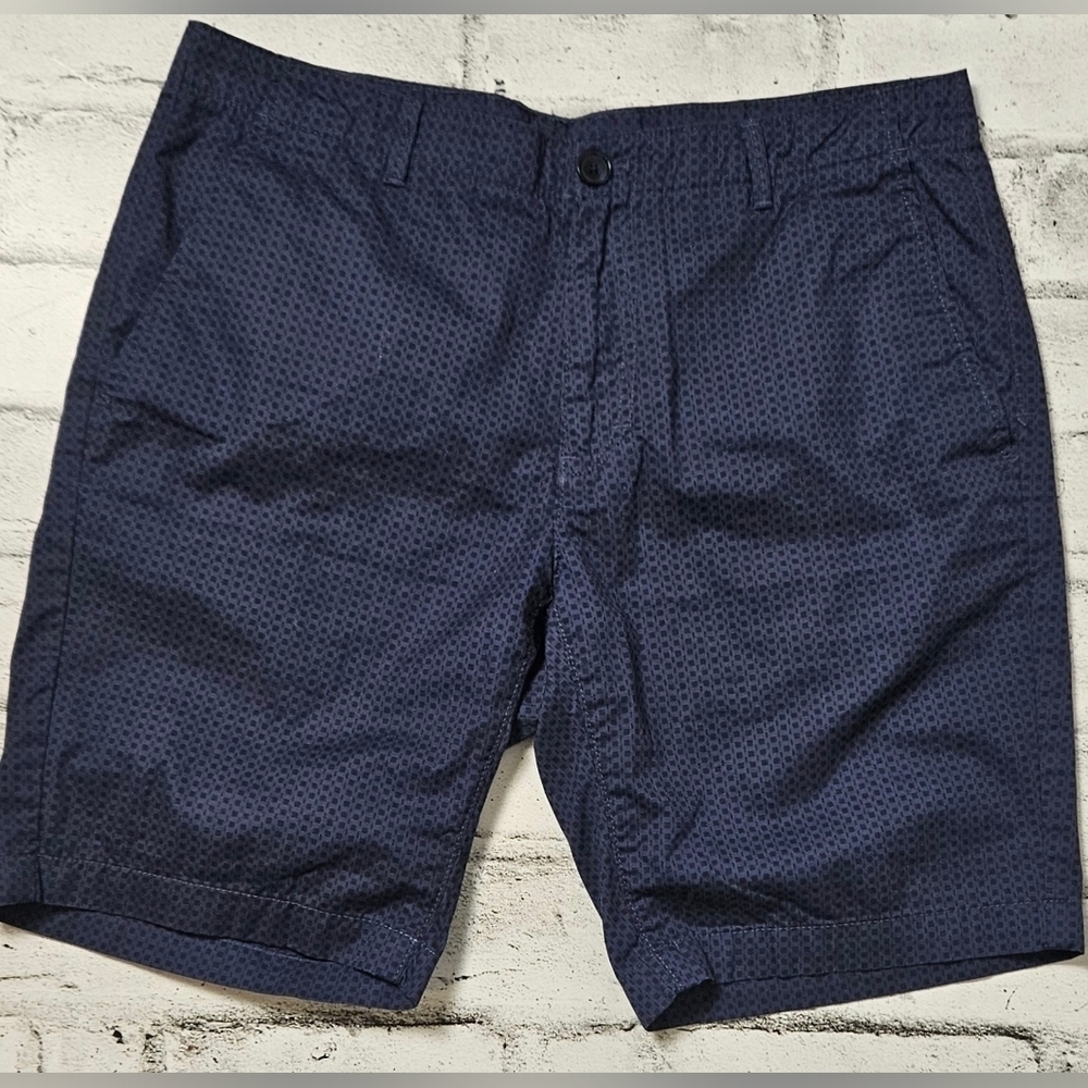 Calvin Klein Slim Fit Chino Shorts Navy Blue Patterned Waist 32